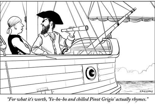"For what it's worth, 'Yo-ho-ho and chilled Pinot Grigio' actually rhymes."