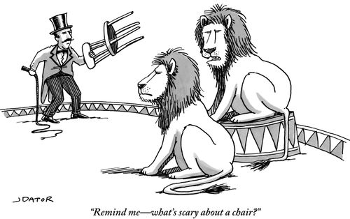 "Remind me—what's scary about a chair?"