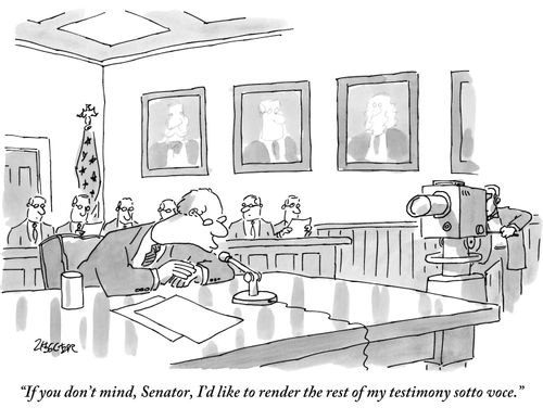 "If you don't mind, Senator, I'd like to render the rest of my testimony sotto voce."
