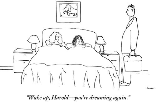 "Wake up, Harold—you're dreaming again."