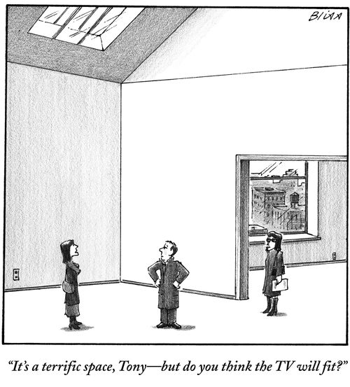 "It's a terrific space, Tony—but do you think the TV will fit?"
