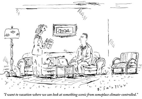 "I want to vacation where we can look at something scenic from some place climate-controlled."