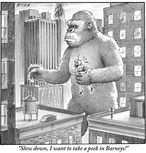 "Slow down, I want to take a peek in Barneys!"