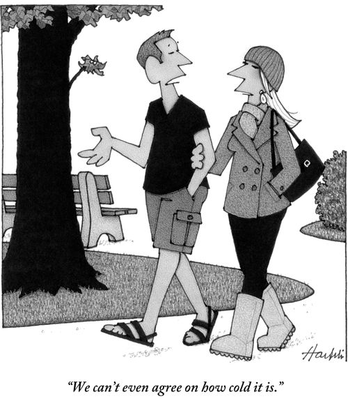 "We can't even agree on how cold it is."