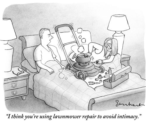 "I think you're using lawnmower repair to avoid intimacy."