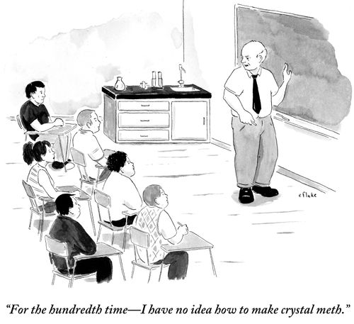 "For the hundredth time—I have no idea how to make crystal meth."