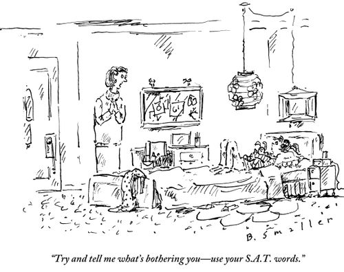 "Try and tell me what's bothering you - use your S.A.T. words."