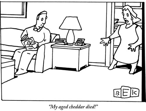 "My aged cheddar died!"