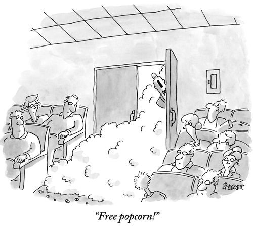 "Free popcorn!"
