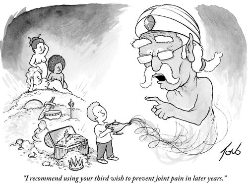 "I recommend using your third wish to prevent joint pain in later years."