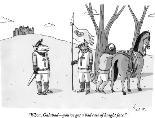 "Whoa, Galahad-you've got a bad case of knight face."