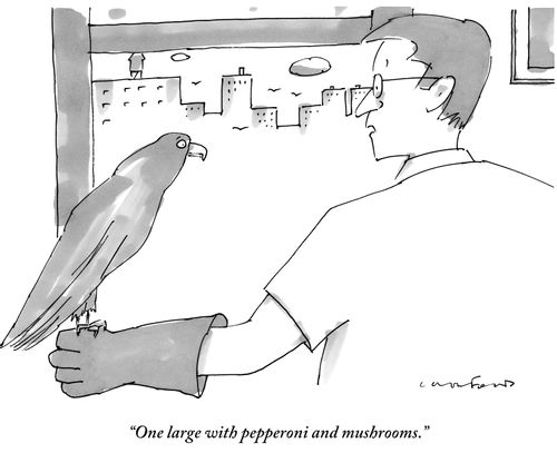 "One large with pepperoni and mushrooms."