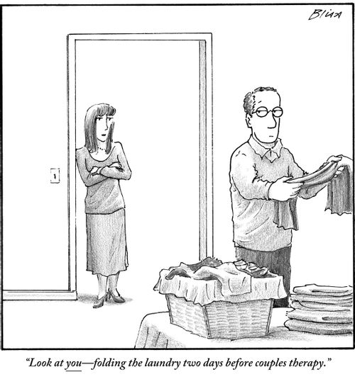 "Look at you—folding the laundry two days before couples therapy."
