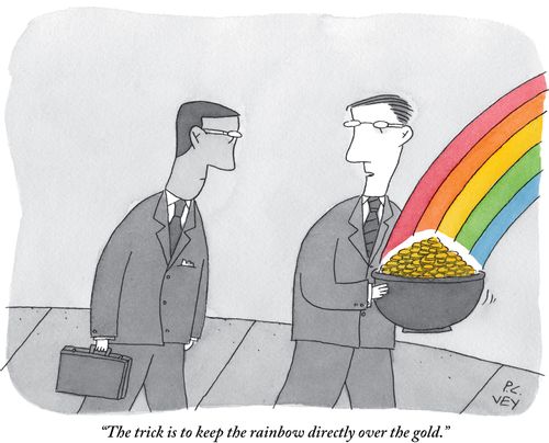 "The trick is to keep the rainbow directly over the gold."