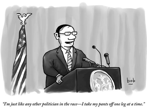 "I'm just like any other politician in the race-I take my pants off one leg at a time."