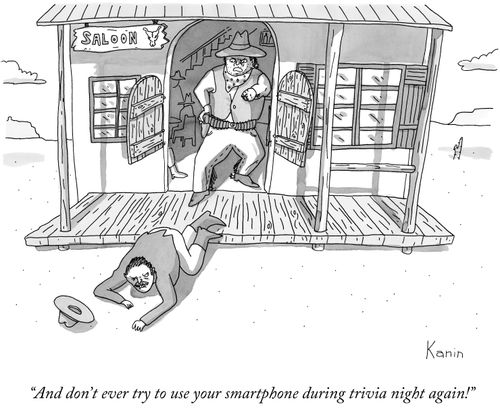 "And don't ever try to use your smartphone during trivia night again!"