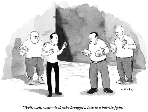 "Well, well, well—look who brought a taco to a burrito fight."