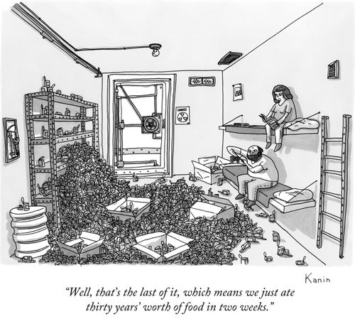 "Well, that's the last of it, which means we just ate thirty years' worth of food in two weeks."