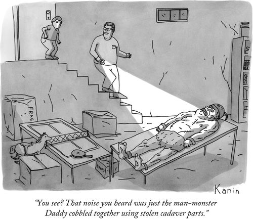 "You see? That noise you heard was just the man-monster Daddy cobbled together using stolen cadaver parts."