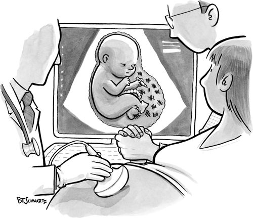 A baby marks time on the walls of the uterus.