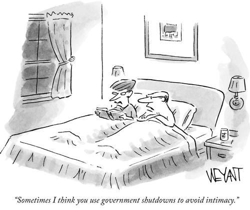 "Sometimes I think you use government shutdowns to avoid intimacy."