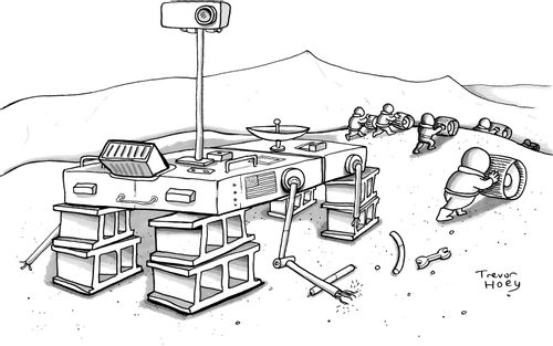 Mars Rover's wheels stolen.