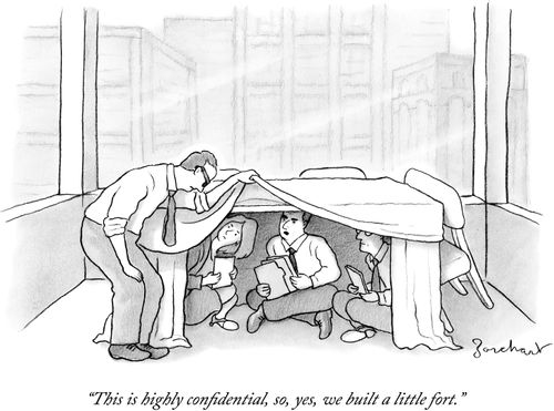 "This is highly confidential, so, yes, we built a little fort."