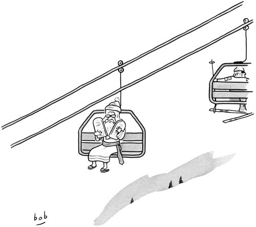 Moses with the Ten Commandments on a Ski Lift 