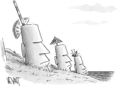 Easter Island moai as cocktails.