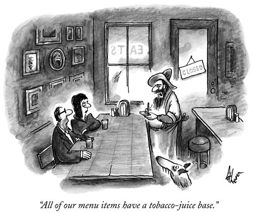"All of our menu items have a tobacco-juice base."