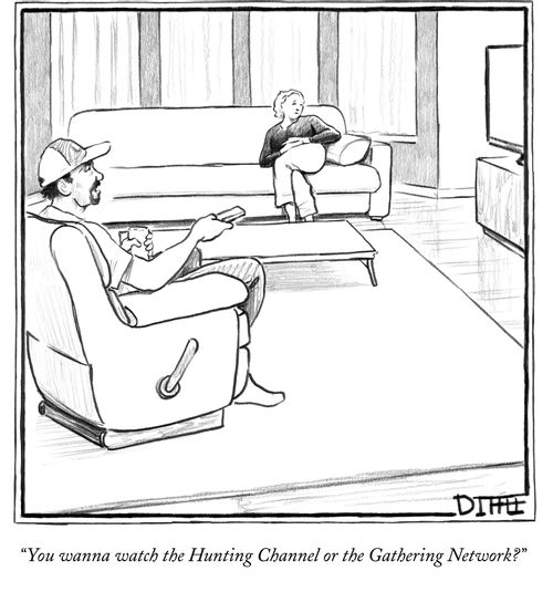 "You wanna watch the Hunting Channel or the Gathering Network?"