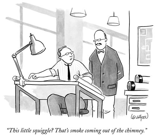 "This little squiggle? That's smoke coming out of the chimney."