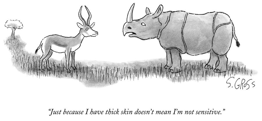 "Just because I have thick skin doesn't mean I'm not sensitive."