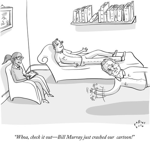 "Whoa, check it out - Bill Murray just crashed our cartoon!"