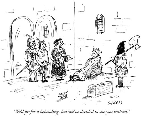 "We'd prefer a beheading, but we've decided to sue you instead."
