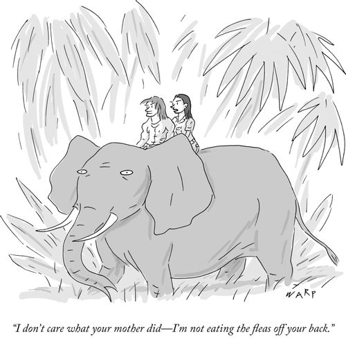"I don't care what your mother did—I'm not eating the fleas off your back."
