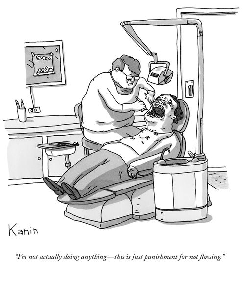 "I'm not actually doing anything-this is just punishment for not flossing."