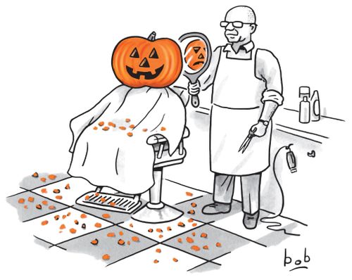 Jack-o-lantern in a Barbershop