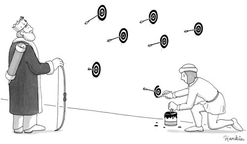 Servant Painting Targets Around Arrows Shot by a King