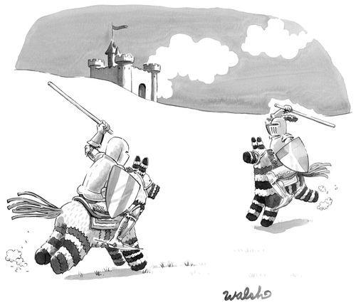 Knights jousting on pinatas 