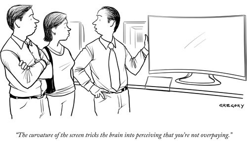 "The curvature of the screen tricks the brain into perceiving that you're not overpaying."