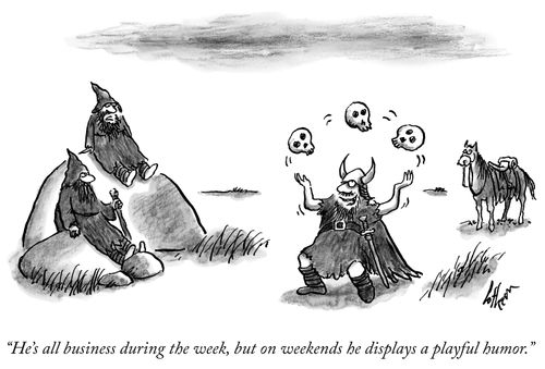 "He's all business during the week, but on weekends he displays a playful humor."