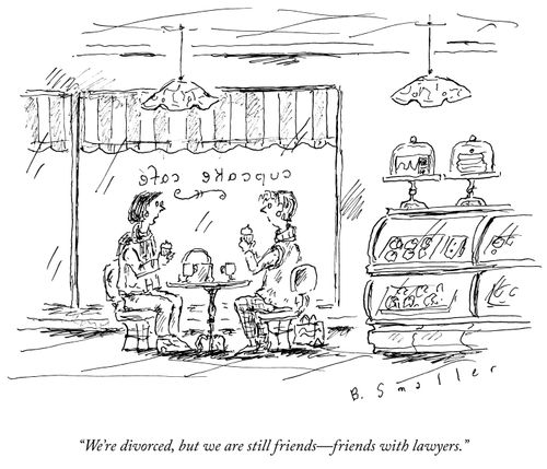"We're divorced, but we are still friends - friends with lawyers."