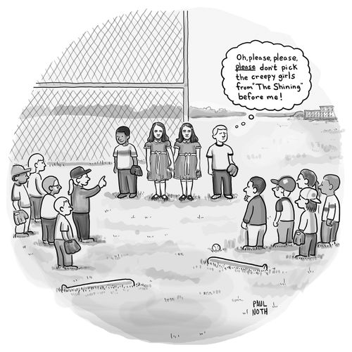 "Oh, please, please, please don't pick the creepy girls from 'The Shining' before me!"