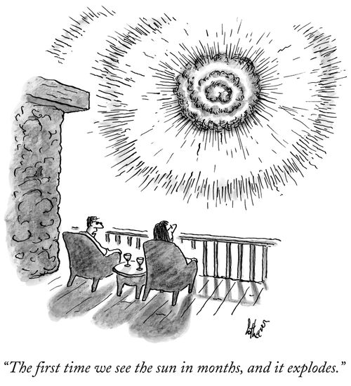 "The first time we see the sun in months, and it explodes."