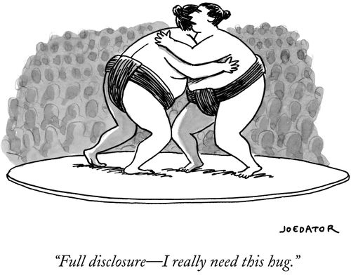 "Full disclosure—I really need this hug."