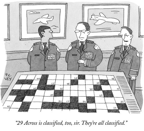 "29 Across is classified, too, sir. They're all classified."
