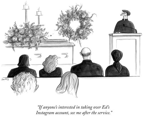 "If anyone's interested in taking over Ed's Instagram account, see me after the service."