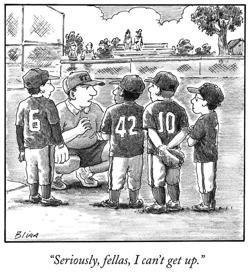 "Seriously, fellas, I can't get up."