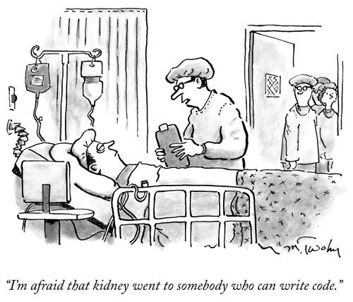 "I'm afraid that kidney went to somebody who can write code."